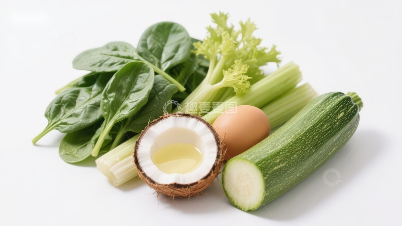 高清大图下载【趣麦麦图】新鲜蔬菜与椰子蛋组合