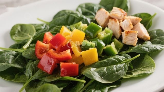 鸡胸肉彩椒菠菜沙拉