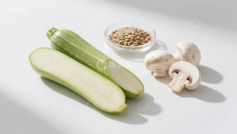 高清大图下载【趣麦麦图】西葫芦与蘑菇食材展示