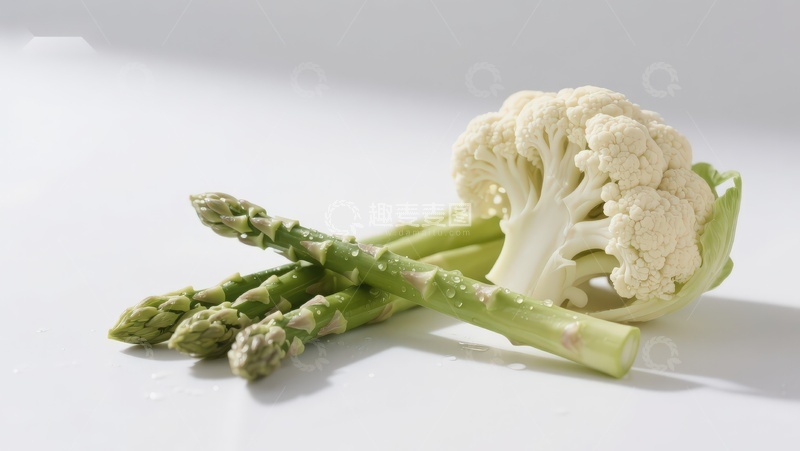 高清大图下载【趣麦麦图】西兰花与芦笋静物展示