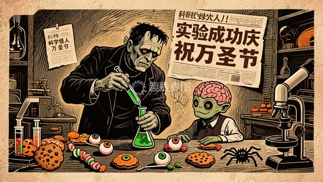 科学怪人实验室庆祝万圣节