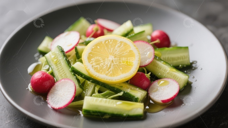 高清大图下载【趣麦麦图】黄瓜萝卜柠檬沙拉