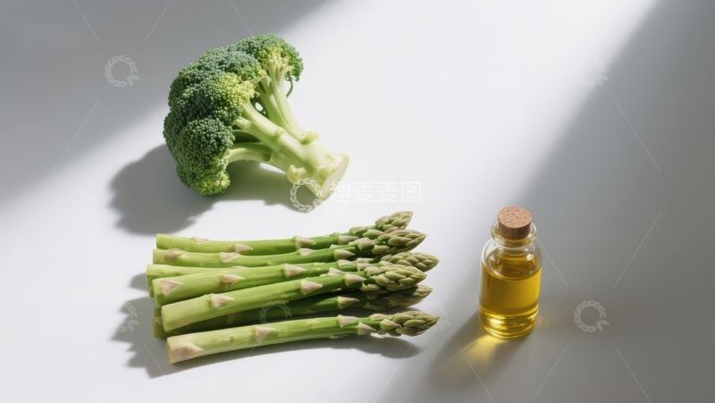 高清大图下载【趣麦麦图】西兰花芦笋与橄榄油