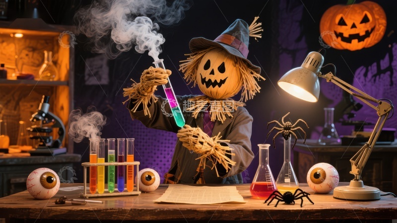 高清大图下载【趣麦麦图】南瓜头科学家的神秘实验