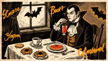 吸血鬼享用甜点与饮品