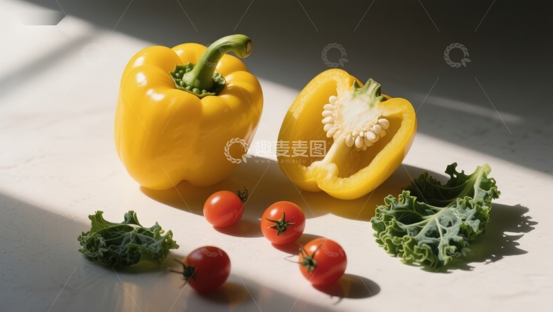 高清大图下载【趣麦麦图】黄椒与小番茄静物摆拍