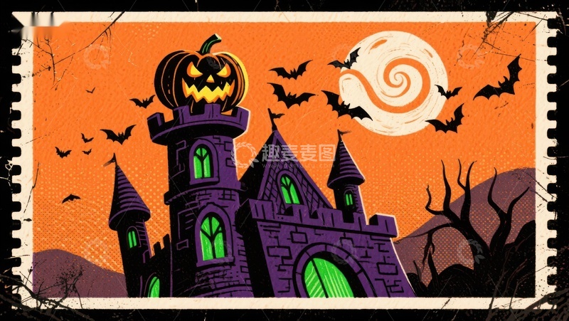 高清大图下载【趣麦麦图】万圣节城堡夜景