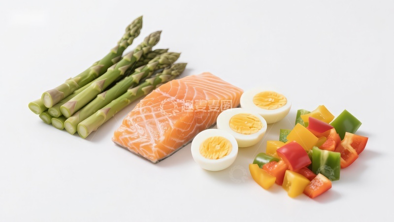 高清大图下载【趣麦麦图】新鲜食材组合：三文鱼与蔬菜