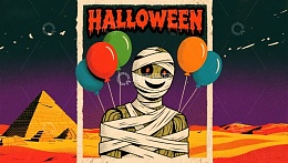 万圣节木乃伊手持气球