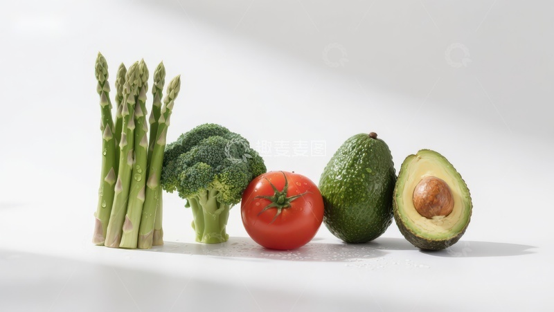 高清大图下载【趣麦麦图】新鲜蔬菜与牛油果静物展示