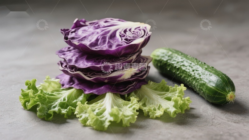 高清大图下载【趣麦麦图】紫甘蓝生菜黄瓜静物