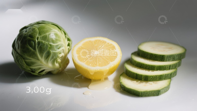 高清大图下载【趣麦麦图】卷心菜柠檬黄瓜静物