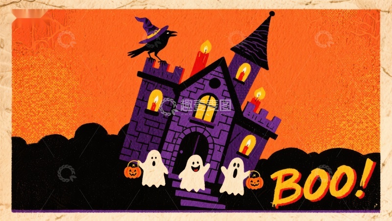 高清大图下载【趣麦麦图】万圣节城堡与幽灵