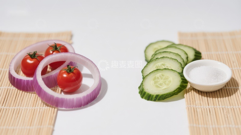 高清大图下载【趣麦麦图】切片蔬菜与调味品摆盘