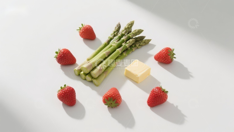 高清大图下载【趣麦麦图】草莓与芦笋静物摆拍