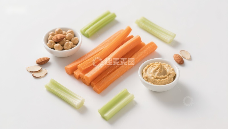 高清大图下载【趣麦麦图】蔬菜条与坚果搭配蘸酱