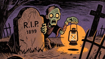 墓地中的僵尸与灯笼