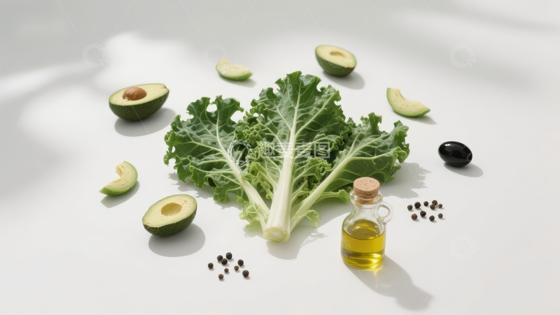 高清大图下载【趣麦麦图】新鲜蔬菜与橄榄油摆拍