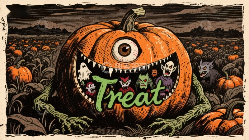 高清大图下载【趣麦麦图】万圣节南瓜灯创意插画