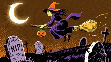 夜空下的女巫飞行