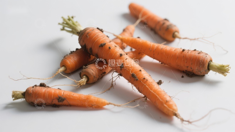 高清大图下载【趣麦麦图】-新鲜胡萝卜带泥特写