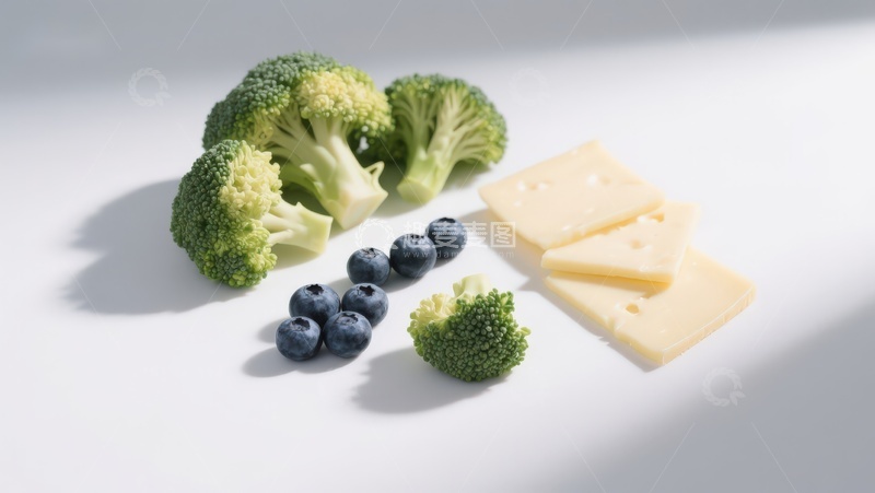 高清大图下载【趣麦麦图】西兰花蓝莓与奶酪组合