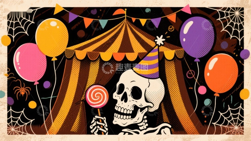 高清大图下载【趣麦麦图】骷髅与糖果的万圣节狂欢