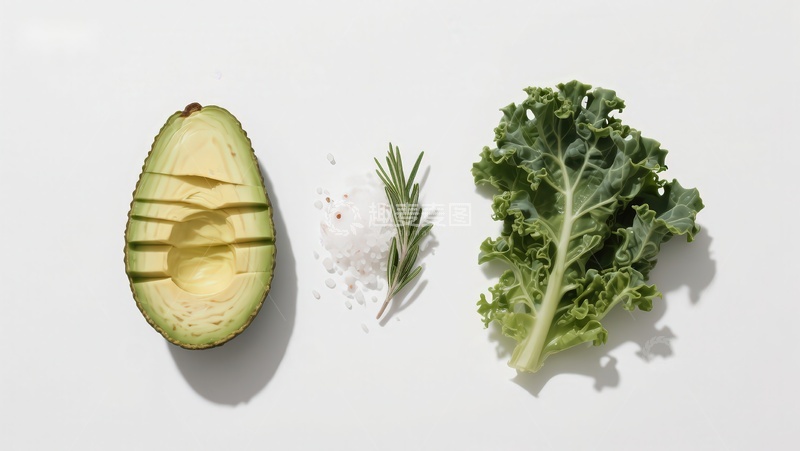 高清大图下载【趣麦麦图】牛油果羽衣甘蓝与香草食材