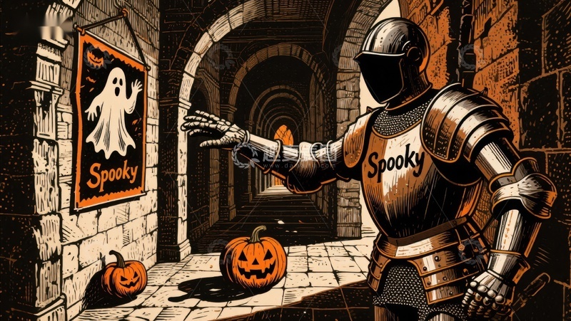 高清大图下载【趣麦麦图】骑士与南瓜灯的万圣节走廊