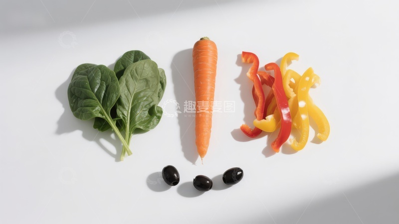 高清大图下载【趣麦麦图】新鲜蔬菜与橄榄排列展示