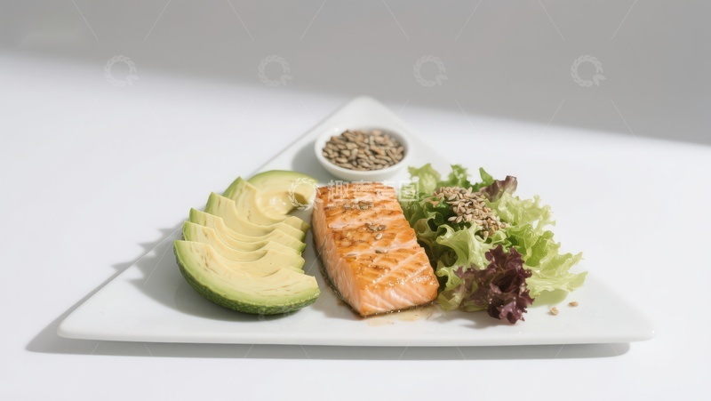 高清大图下载【趣麦麦图】三文鱼配牛油果沙拉