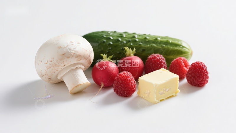 高清大图下载【趣麦麦图】新鲜蔬菜水果与奶酪组合