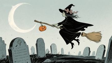夜空下的女巫飞行