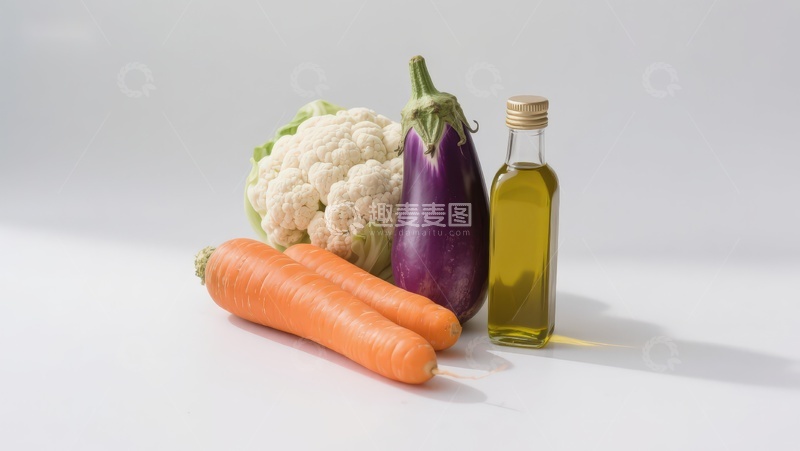 高清大图下载【趣麦麦图】蔬菜与橄榄油静物摆拍