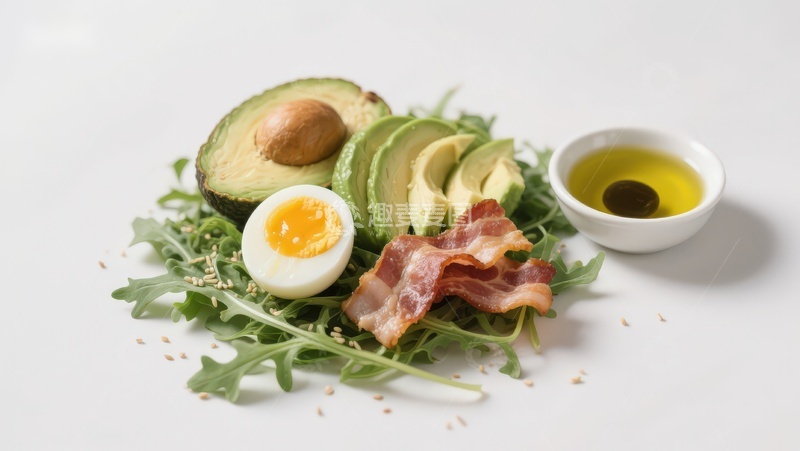 高清大图下载【趣麦麦图】牛油果鸡蛋培根沙拉