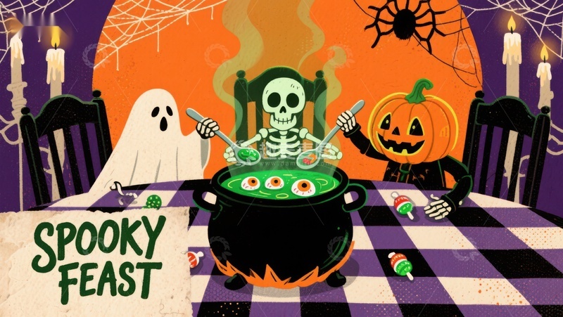 高清大图下载【趣麦麦图】万圣节神秘盛宴插画