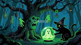幽灵树下的巫猫与魔法球