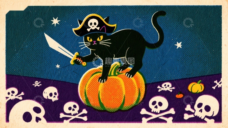 高清大图下载【趣麦麦图】海盗猫与南瓜的万圣夜
