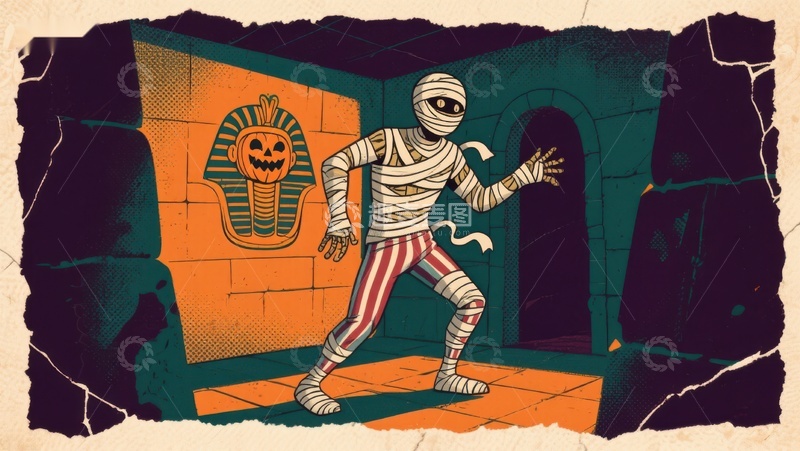 高清大图下载【趣麦麦图】木乃伊在古墓中舞动