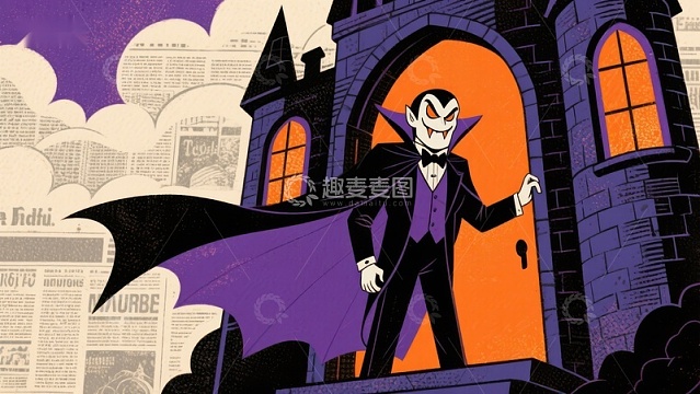 神秘人物站在古堡门前