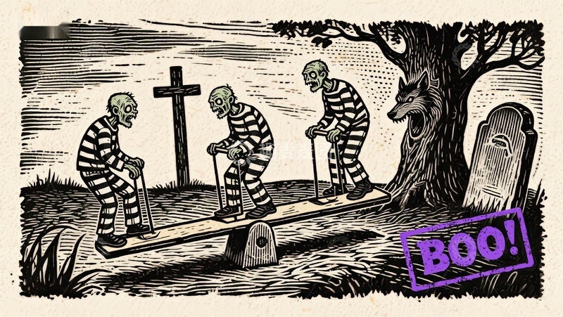 高清大图下载【趣麦麦图】墓地里的三名囚犯