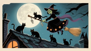 月夜飞巫与屋顶黑猫