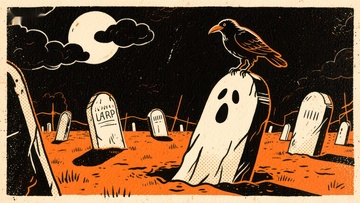 夜幕下的墓地与幽灵