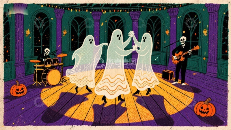 高清大图下载【趣麦麦图】幽灵舞会：万圣节狂欢夜