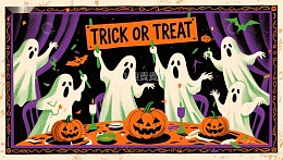 万圣节幽灵欢庆不给糖就捣蛋