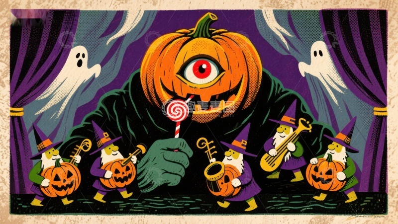 高清大图下载【趣麦麦图】南瓜怪与小鬼乐队的万圣夜