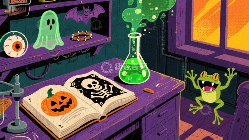 高清大图下载【趣麦麦图】魔法书与实验：万圣节的奇妙夜