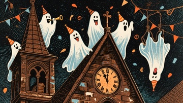 鬼魂欢庆教堂夜景