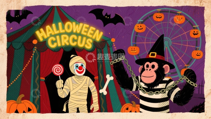 高清大图下载【趣麦麦图】万圣节马戏团的奇幻夜