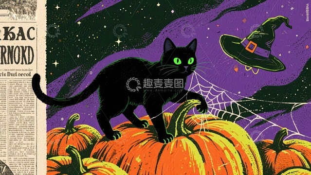 万圣夜黑猫与南瓜